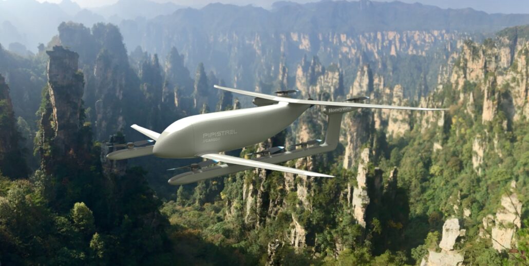 A picture of a Pipistrel Nuuva V300 cargo unmanned vehicle.